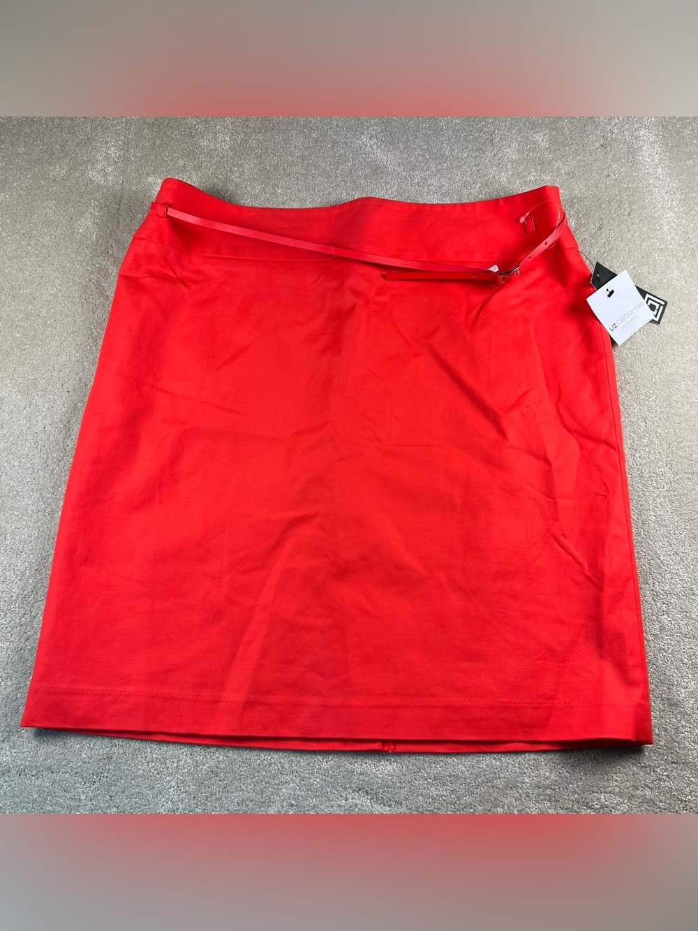 Liz Claiborne Pencil Skirt Red Hibiscus Belted Office Workwear NWT women's 18